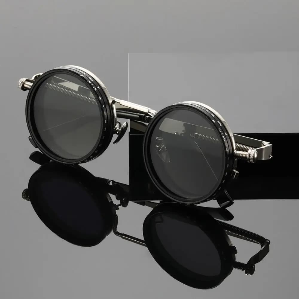ND9 Anti-UV Sunglasses Round 9 Level Dimming Adjustable Dimming Sunglasses Retro with Glasse Case Outdoor Eyewear Fishing