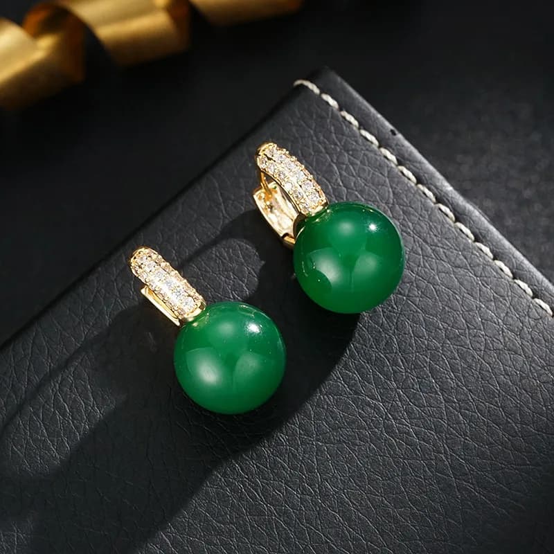 New trendy bead earrings, micro-inlaid zircon earrings, high-end earrings