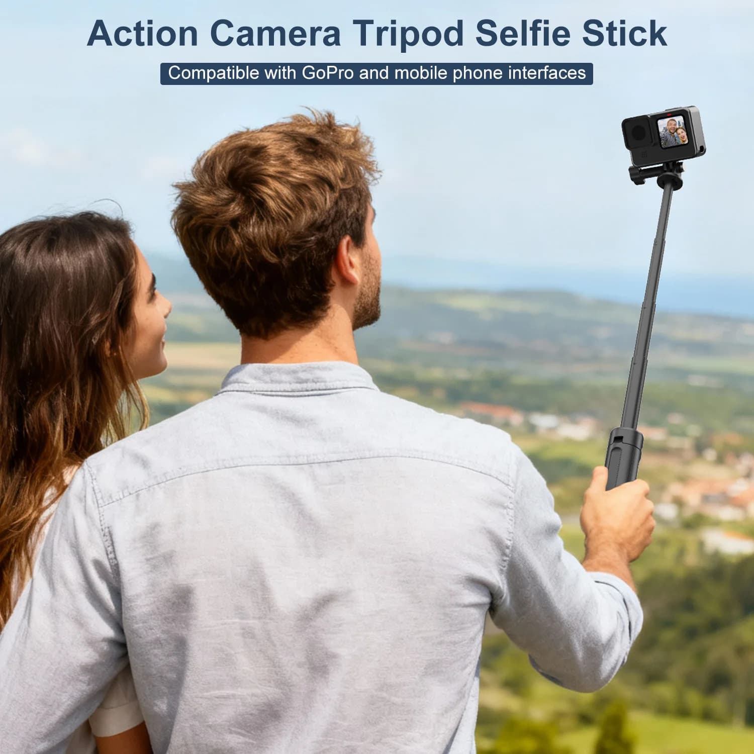Asta Selfie Estensibile Portatile per GoPro DJI Osmo Action Insta360, Impermeabile, Leggera, per Vlog e Riprese in Viaggio