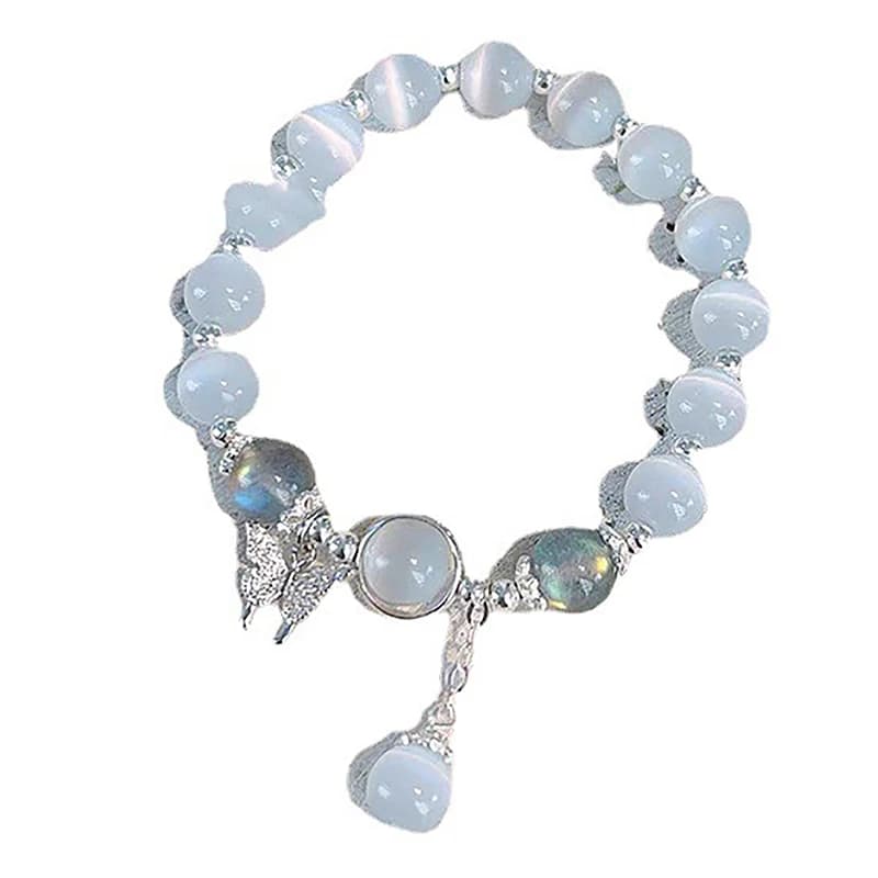 1PC originale opale mare blu tesoro braccialetto di cristallo al chiaro di luna braccialetto elastico di lusso leggero per accessori gioielli da donna per ragazze