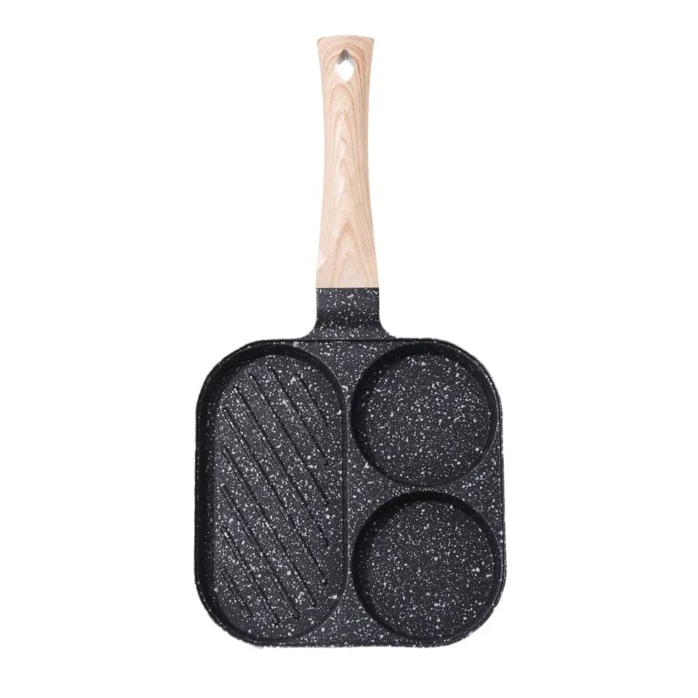 Three-in-One breakfast pan, Multi-functional for Eggs Fried and Steaks, Anti-agent in Medical Stone