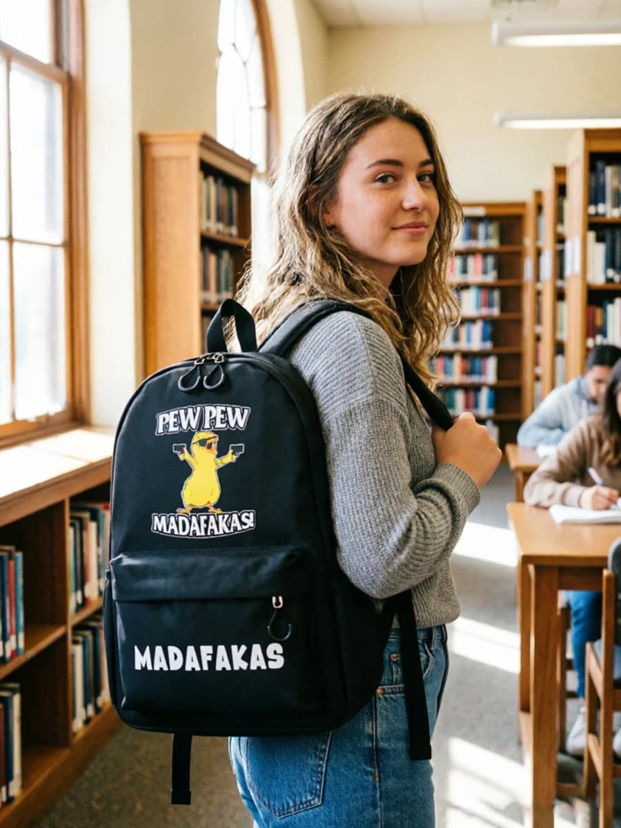 Pew Pew Madafakas Chicken Black Cat PRINT Backpack Large Capacity Travel Daily Laptop Backpack for Women SCHOOLBAG Rucksack