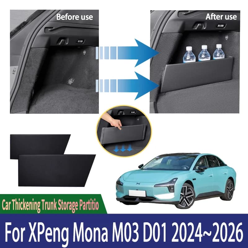 Auto Organizer Tronco Partizione Laterale Per XPeng Mona M03 D01 2024 ~ 2026 2025 Auto Modificatio Parti Tronco Accessori Strumenti di Stoccaggio