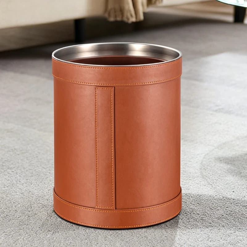 Stainless Steel Trash Can Commercial Wastebasket Large Capacity Office Home Waterproof Garbage Container Modern Decor
