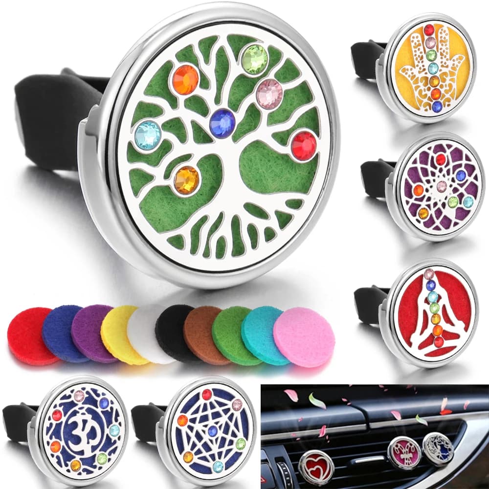 Multicolor Chakra Car diffusore di profumo Clip presa d'aria ciondolo medaglione aromaterapia gioielli Aroma diffusore di olio essenziale pendenti