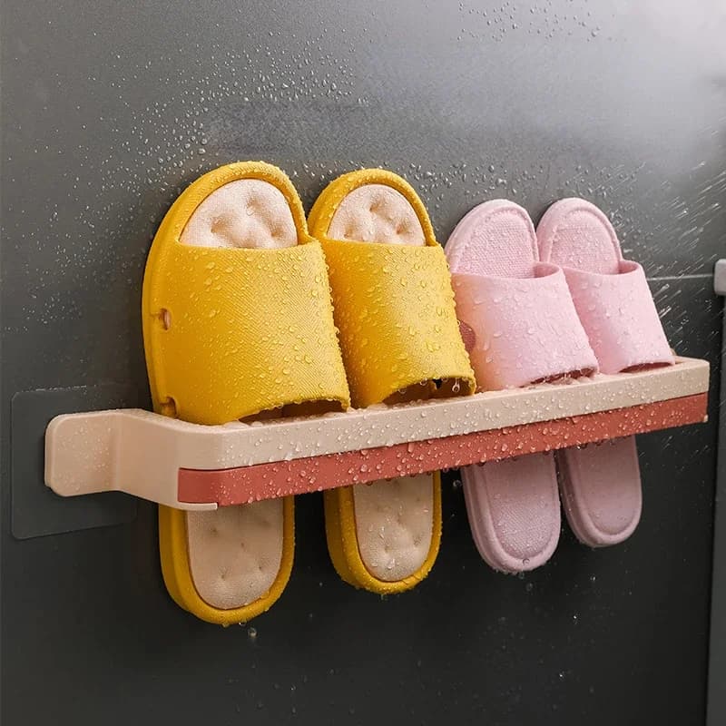 Nuovo scarpiera da bagno montata a parete portasciugamani estraibile multifunzionale scarpe da toilette portasciugamani pieghevole a doppio strato