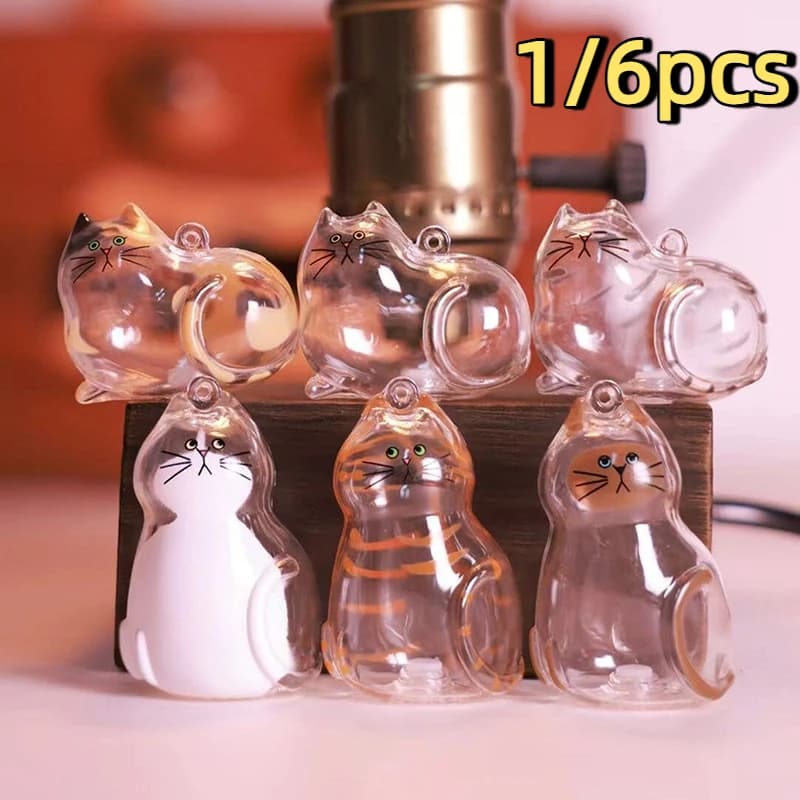 1/6 pz Contenitore Scatola di Immagazzinaggio Dei Capelli Del Gatto Appeso Portachiavi Ciondolo Pet Capelli Toelettatura Souvenir Borsa Appesa Decor