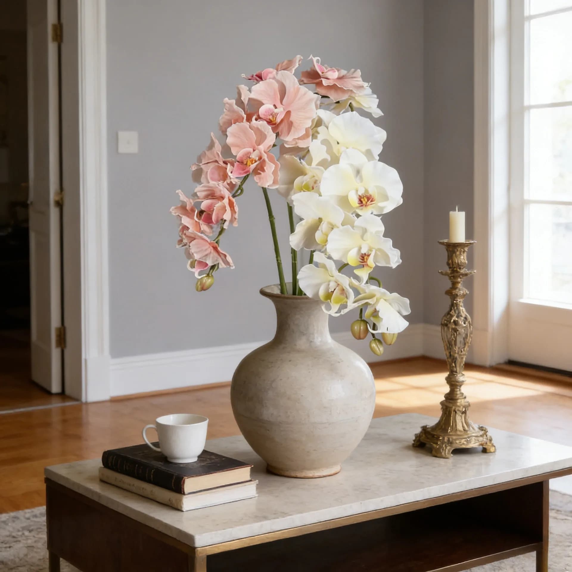 38.6 Inch 9 Heads Korean Style Artificial Phalaenopsis for Home Hotel Valentine Decor Ins Floral Wall Display Photography Props
