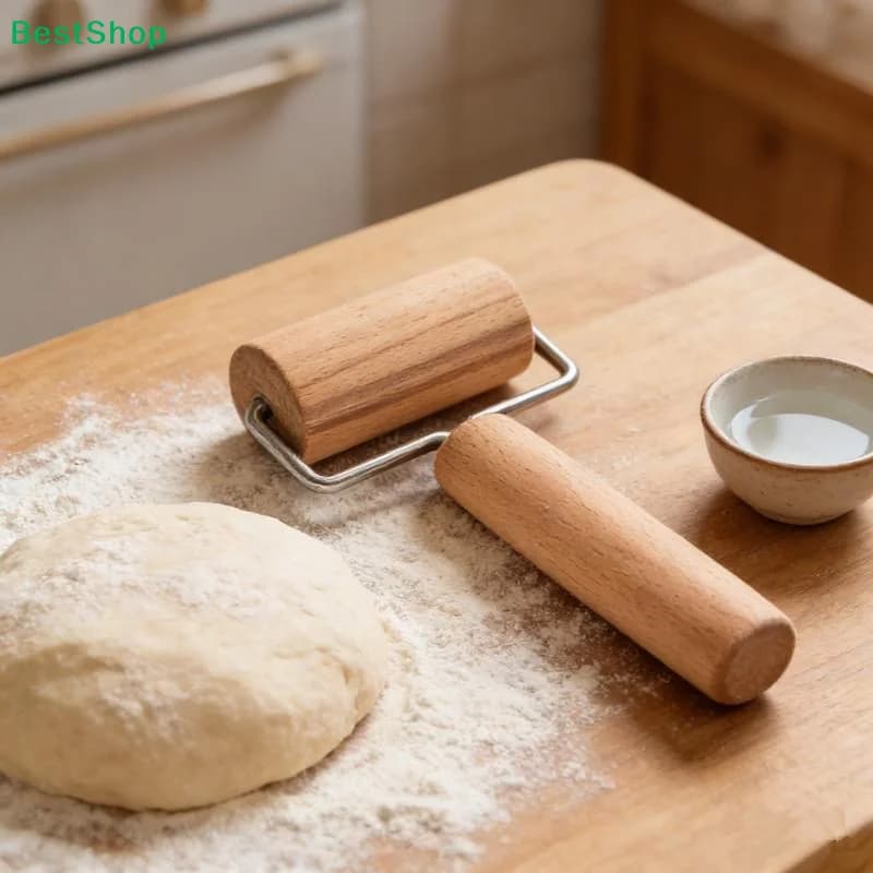 ✍ Mattarello in Legno con Manico, Rullo per Impasto a Doppia Misura per Sfoglie di Ravioli, Pizza, Pasticceria e Cottura