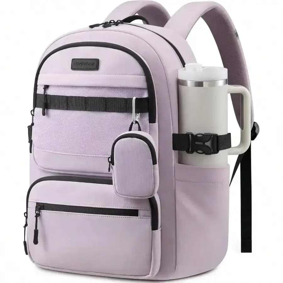 LOVEVOOK Laptop Backpack, 15.6" Carry On Airline Approved, Personal Item Bag Meets FAA Size, Trolley Sleeve Slides Over Suitcase, Waterproof Daypack