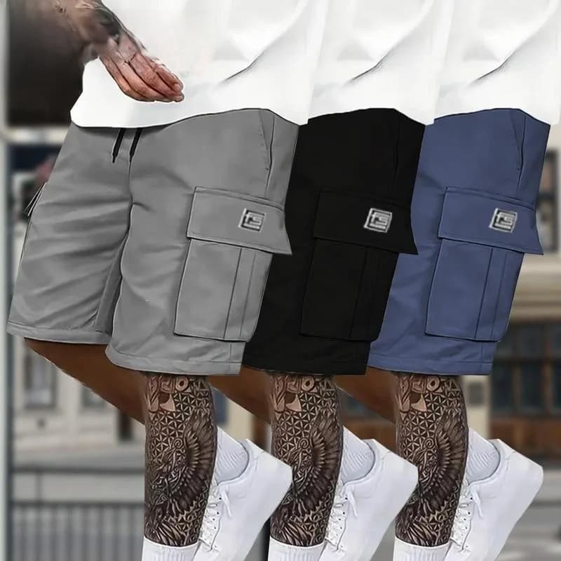 Oversized Cargo Shorts Men's Loose Workwear Shorts Straight Leg Casual Pants mid Stretch Spring Season Unisex Other Material