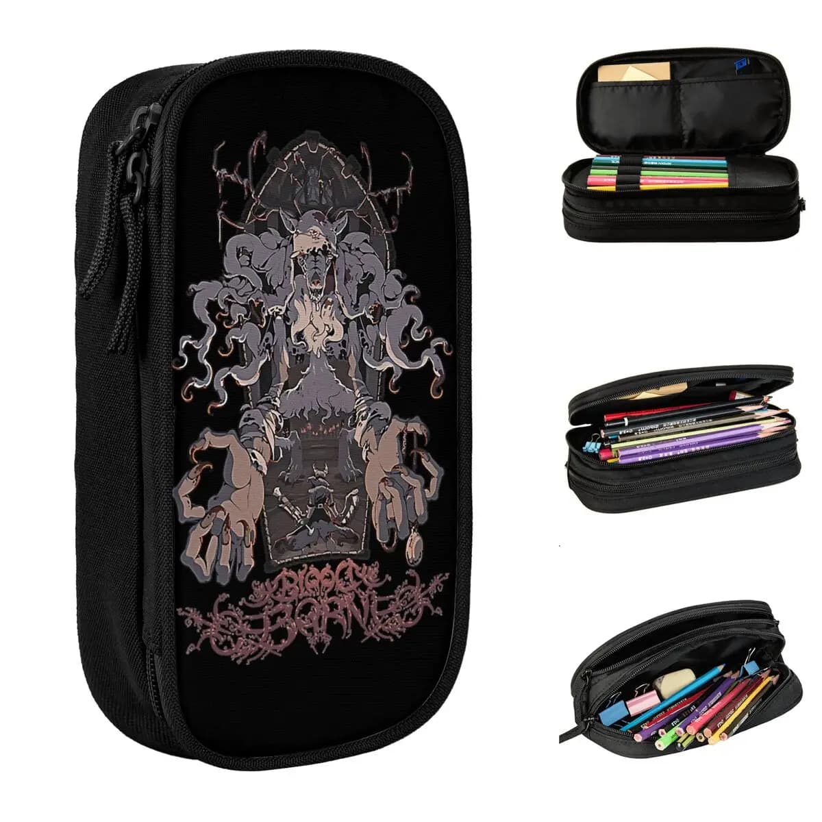 Simpatico astuccio per matite Bloodborne Dark Souls, astucci per penne per ragazza, ragazzo, grande borsa portaoggetti, cancelleria cosmetica per la scuola degli studenti