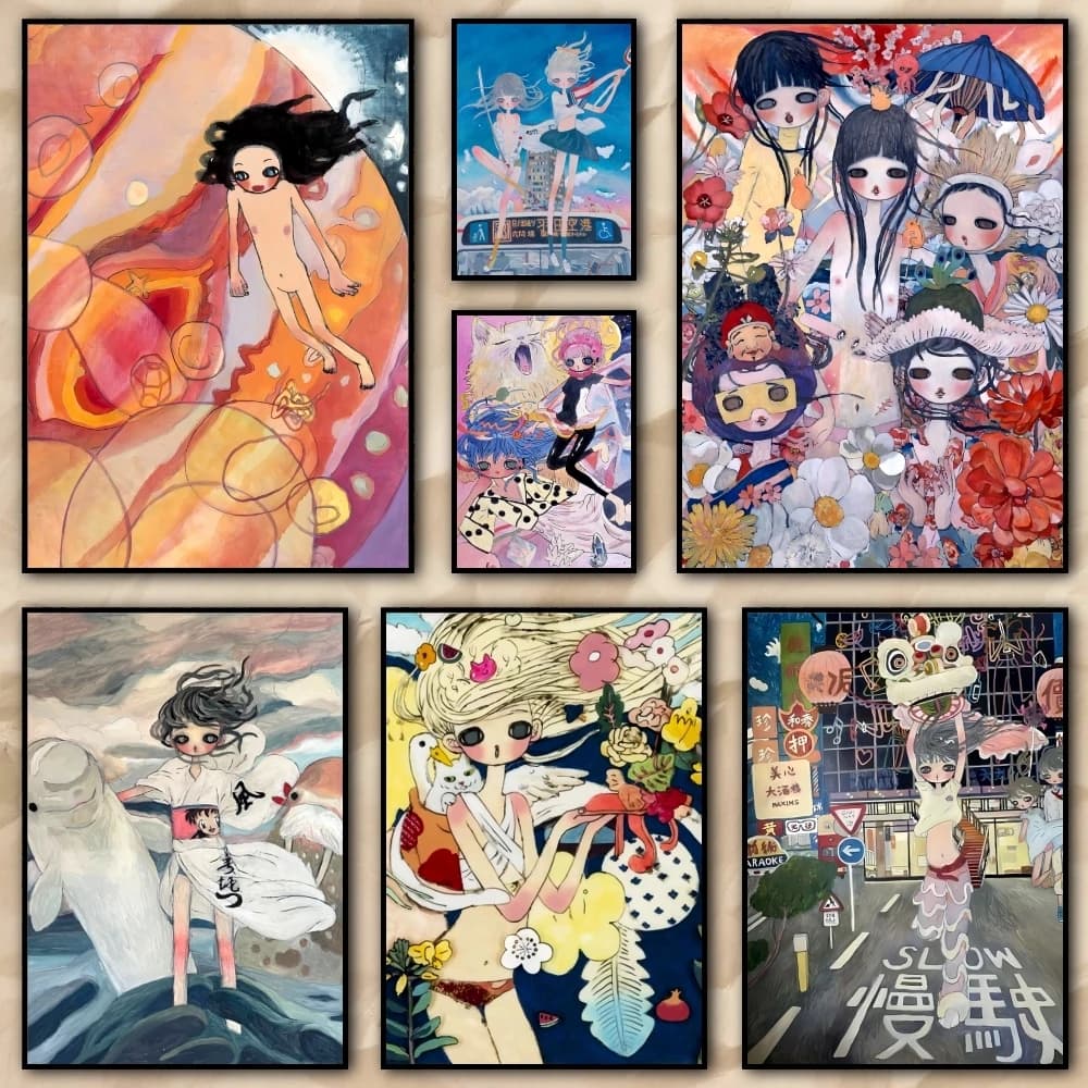 Art A_Aya Artist T_Takano Painting Calligraphy High Quality Canvas Poster Wall Art For Office Restaurant Home Decoration Set