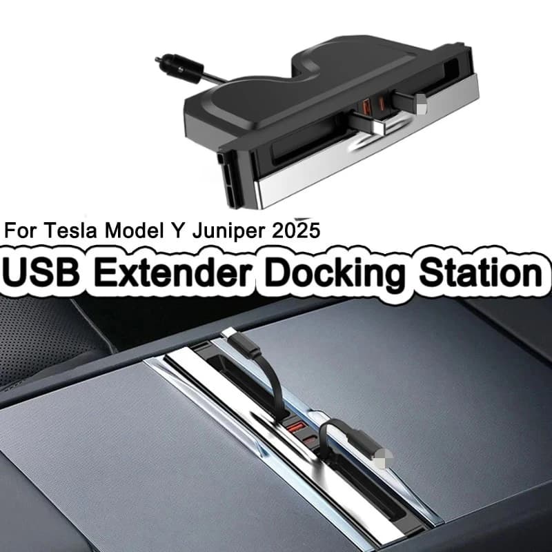Docking station per estensione USB da 64 W per Tesla Model Y Juniper 2025 Type-C Caricabatterie rapido Docking station a 4 porte per modello 3 Highland