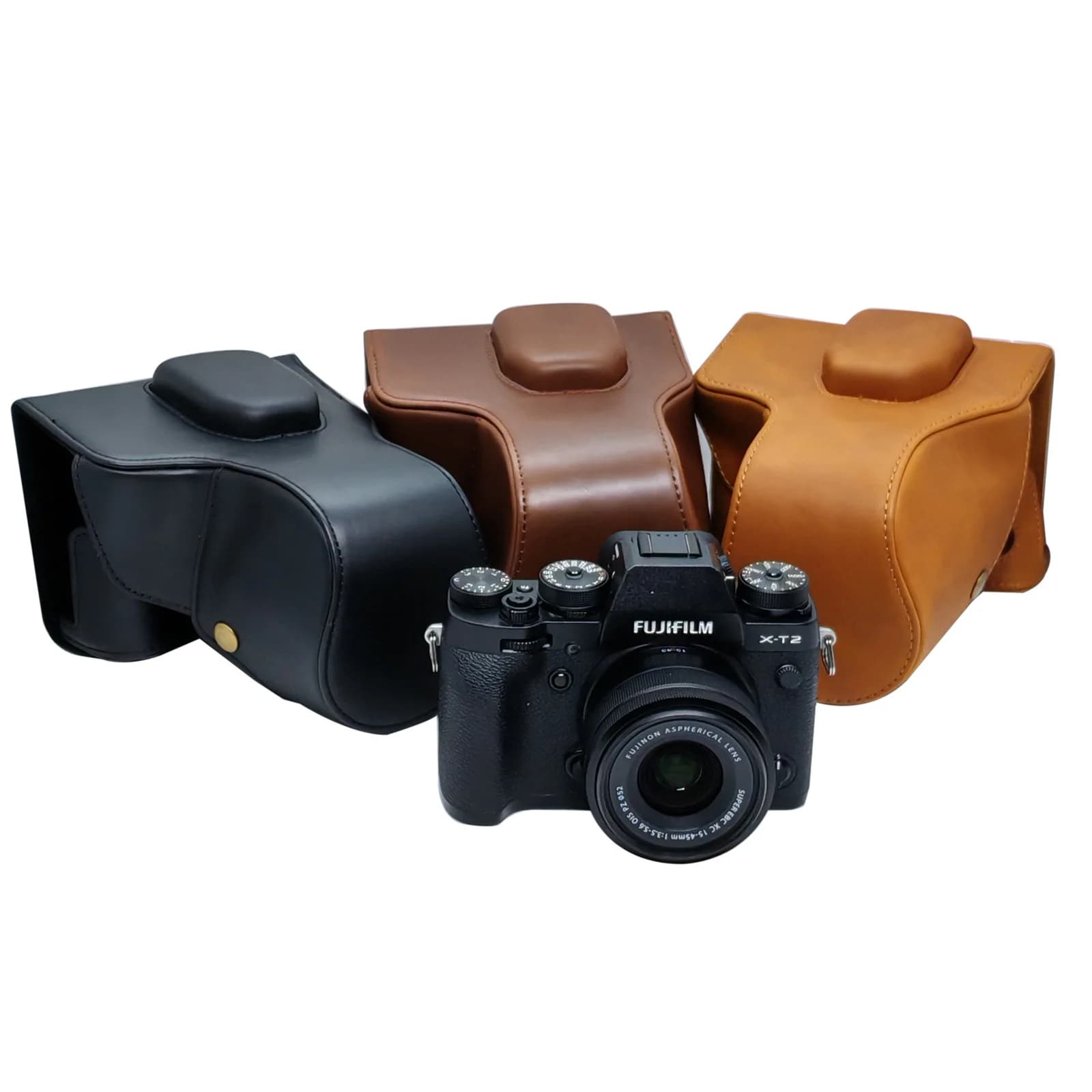 Custodia in pelle per FUJI X-T2 X-T3 con obiettivo 18-55mm 16-50mm 15-45mm FUJIFILM XT2 XT3 Proteggi la cinghia dell'impugnatura