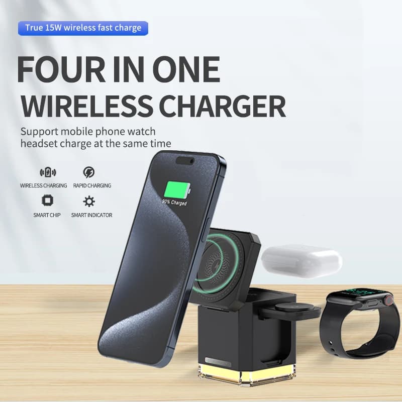 Supporto per caricabatterie wireless magnetico 3 in 1 pieghevole per iPhone 16 15 14 13 Apple Watch 8 7 6 Airpods 2 3 Dock station di ricarica rapida