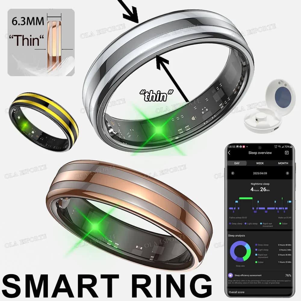 Gesture Sensing Smart Ring Outdoor Waterproof Smartring Real HRV Monitoring Heart Rate Blood Oxygen Health Monitor Sports Rings