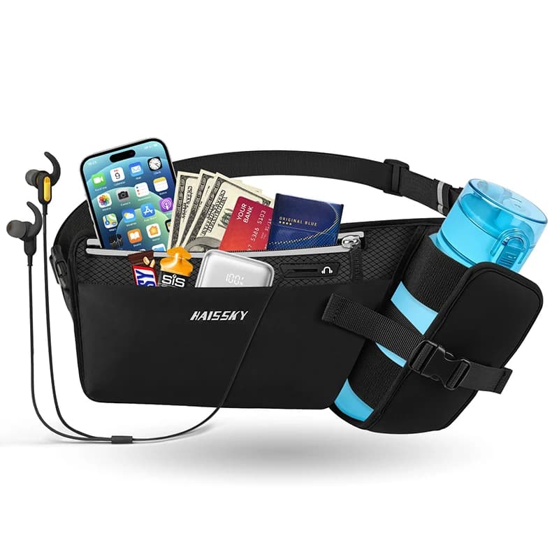HAISSKY Portaborraccia Marsupi da corsa per iPhone 17 16 15 13 Pro Max 17AIr 16E14 Plus Donna Uomo Sport Fanny Marsupio
