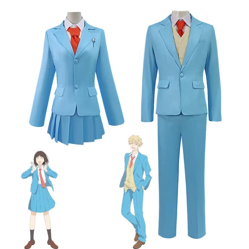 Costume Cosplay Anime High School Outfit Skip and Loafer, Uniforme Scolastica Giapponese JK con Gonna e Camicia di Shima Kosuke e Mitsumi Iwakura