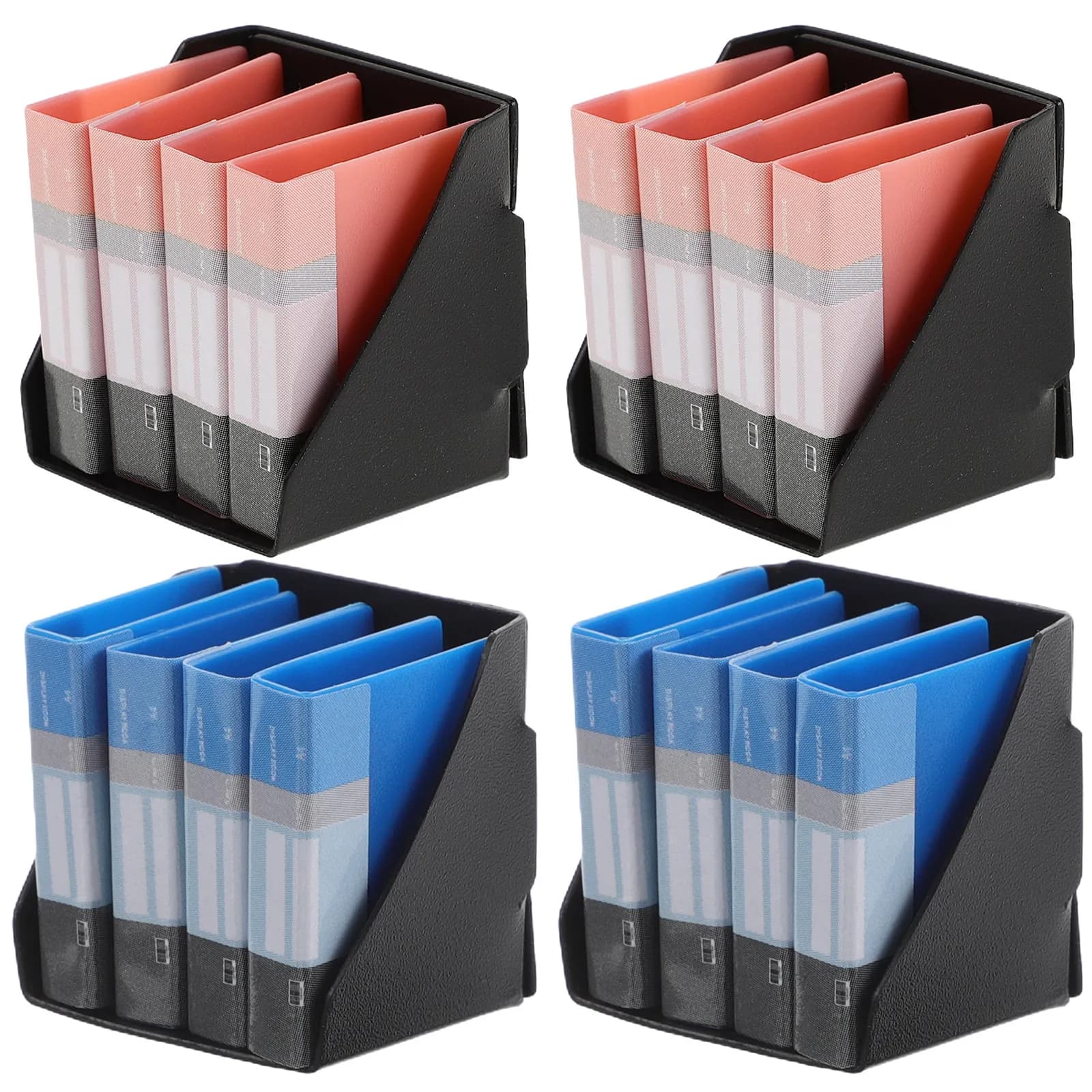 4 Set Mini Organizzatori da Scrivania per Casa delle Bambole, Accessori da Ufficio in Plastica, Mini Portadocumenti, Organizzatore di File