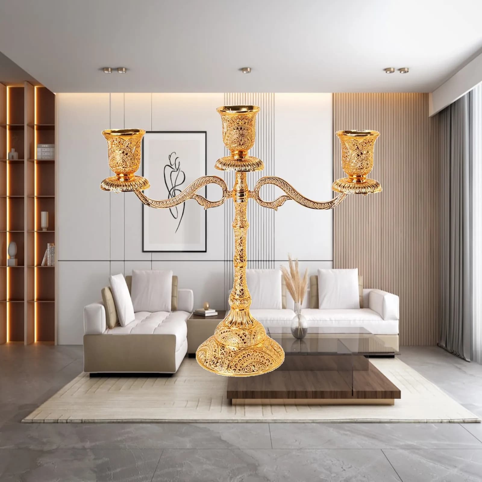 Tall Metal Candelabra Candle Holder Elegant 3 Arm and 5 Arm Centerpiece for Romantic Wedding Table