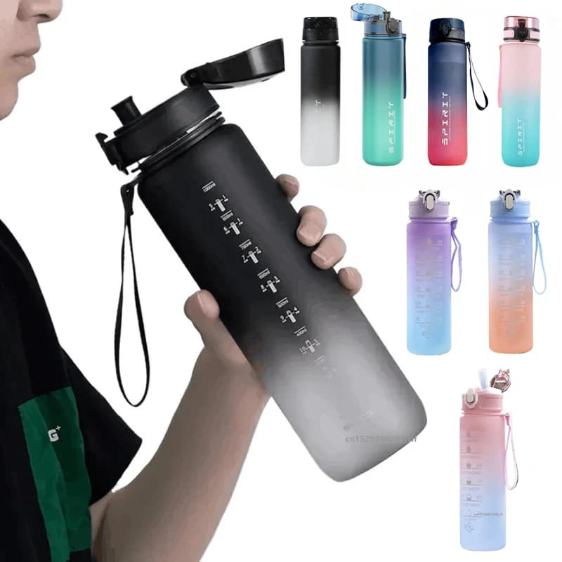 500ML/650ML/750ML/1000ML Bottiglia di Acqua Sportiva Motivazionale A Prova di Perdite Portatile Riutilizzabile Tazze di Plastica di Viaggio All'aperto palestra Brocche
