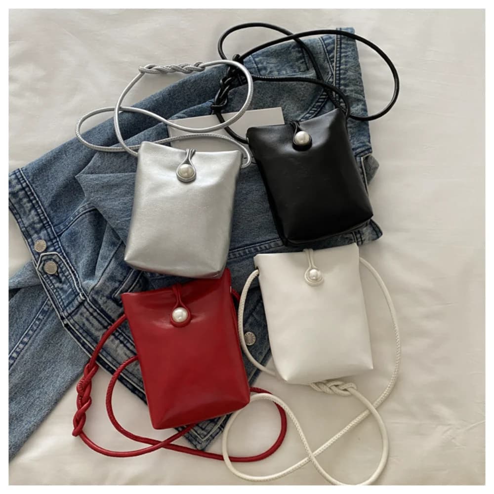 Women's Mini Shoulder Bags and Leather Bags PU Shoulder Bags for Women's Phone Simple and Solid Bag