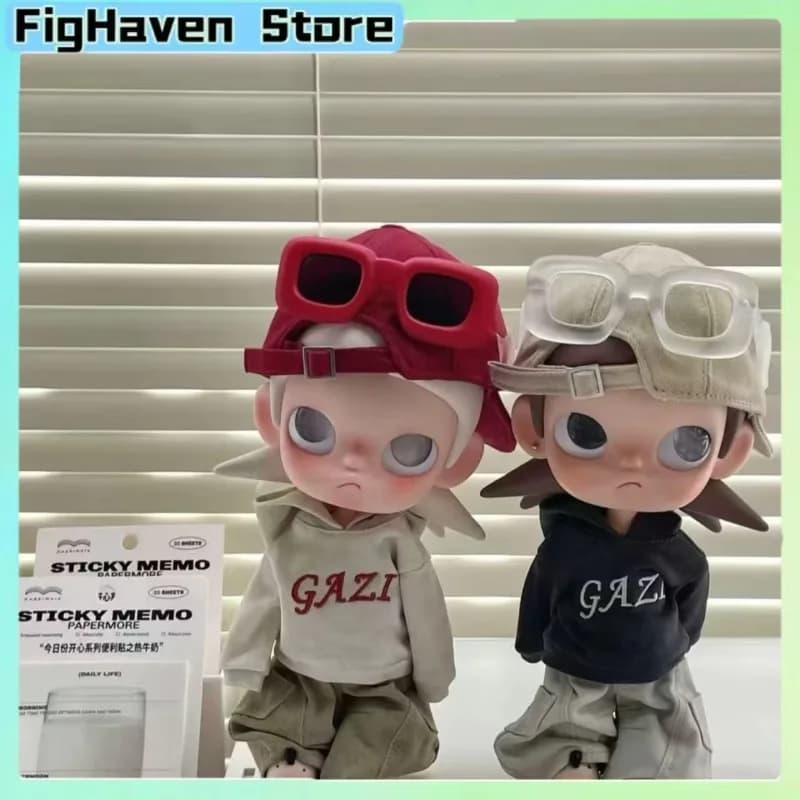 Streetwear Style Doll Clothes Set Hoodie Pants with Hat Sunglasses Accessories for 20cm BJD Action Figures Not Include Doll