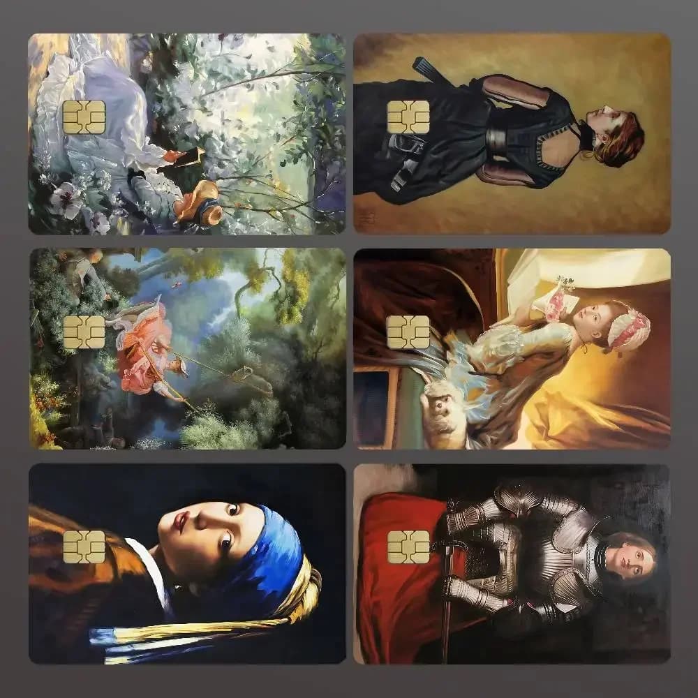 Renaissance Woman Art Oil Paint Credit Skin Cover Card Stickers 4PCS Film Bus Pass Front Decoration Bank Debit Waterproof