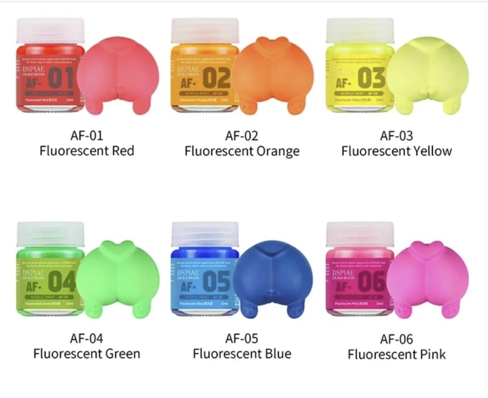 DSPIAE Serie AF Vernice Acrilica Fluorescente 7PCS Set per Gundam Gunpla Modello Militare Strumenti di Pittura UV Reattivo Hobby Strumenti FAI DA TE