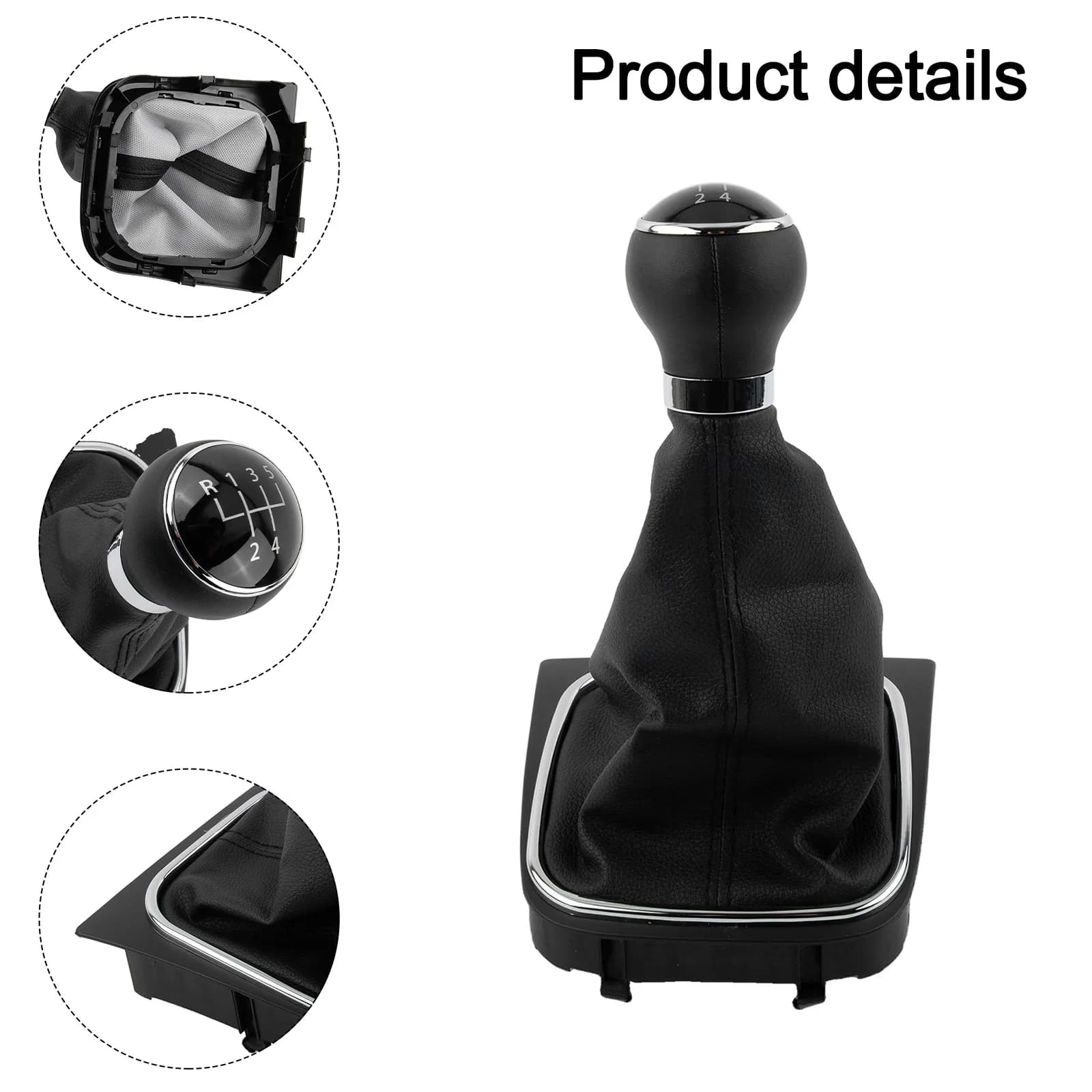 Kit Pomello del Cambio con Cuffia Leva del Cambio per un'Esperienza di Cambio Fluida, Compatibile con Modelli Golf MK5, MK6 e Jetta, in Nero