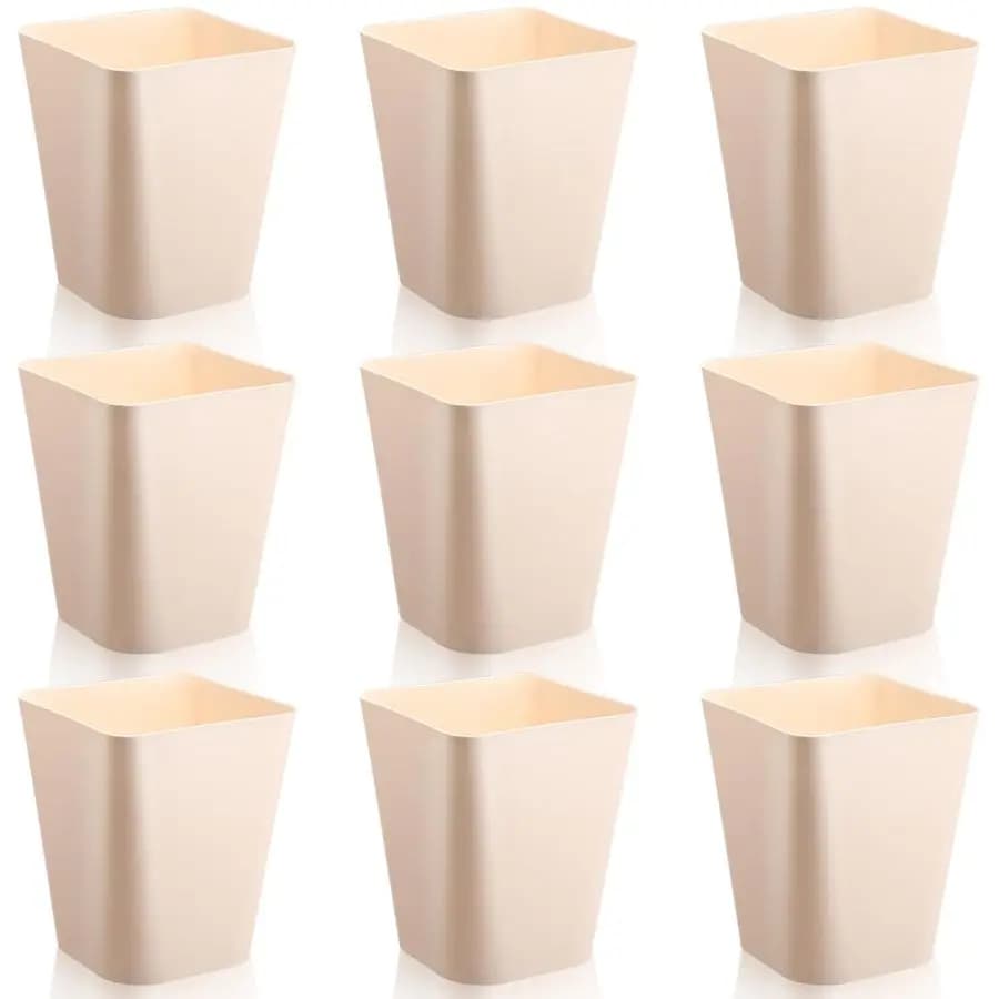 Set di 9 Pattumiere da 2 Galloni, Piccole Cestine per Rifiuti in Plastica Quadrate e Sottili per Bagno e Camera da Letto