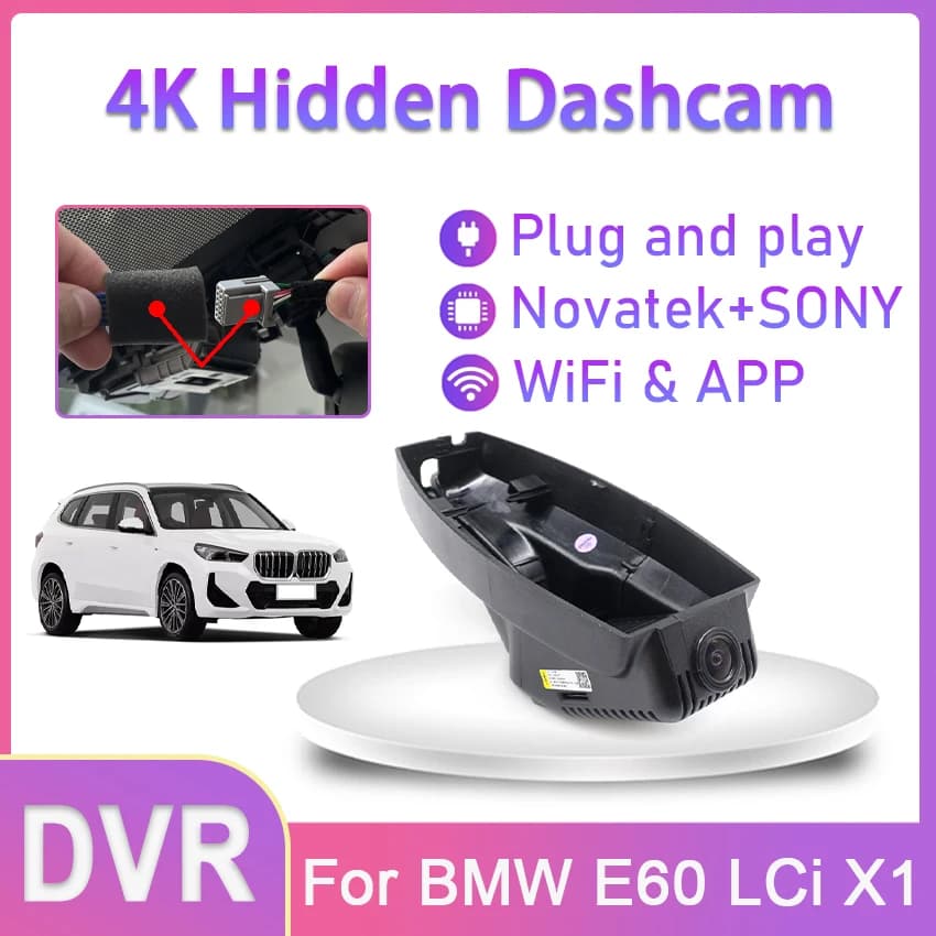 4K Plug and Play DashCam For BMW E60 LCi 2010 X1 E84 sDrive18i sDrive20i 2013 UHD Wifi Auto DVR EDR Easy Installation Dash Cam Camera