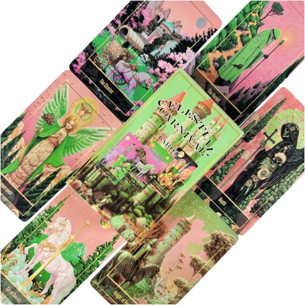 Carte dei Tarocchi Celestial Carnival, Mazzo da 78 Carte, Edizione in Inglese per Divinazione e Visioni, Gioco da Tavolo