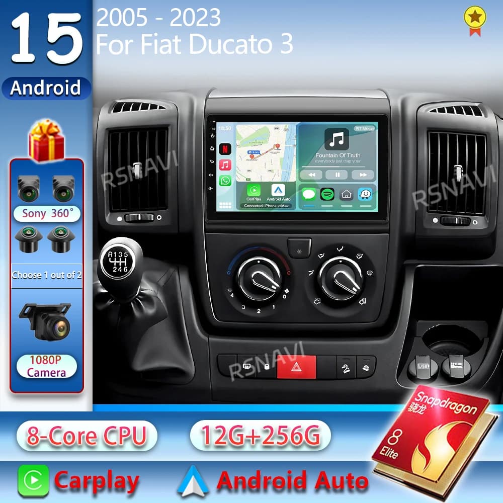 Android 15 Carplay Car Radio Multimedia For Fiat Ducato 3 For Peugeot Boxer 2 For Citroen Jumper 2 2006 - 2022 Stereo Qualcomm