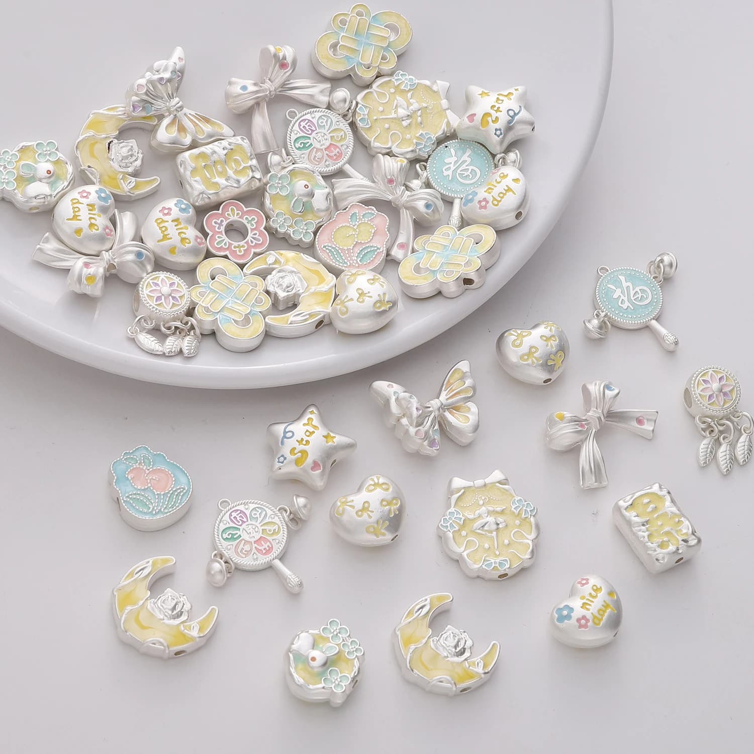 Ciondoli a Forma di Luna in Lega, Perline Decorative per Creazione di Orecchini, Bracciali e Accessori Fai-da-Te