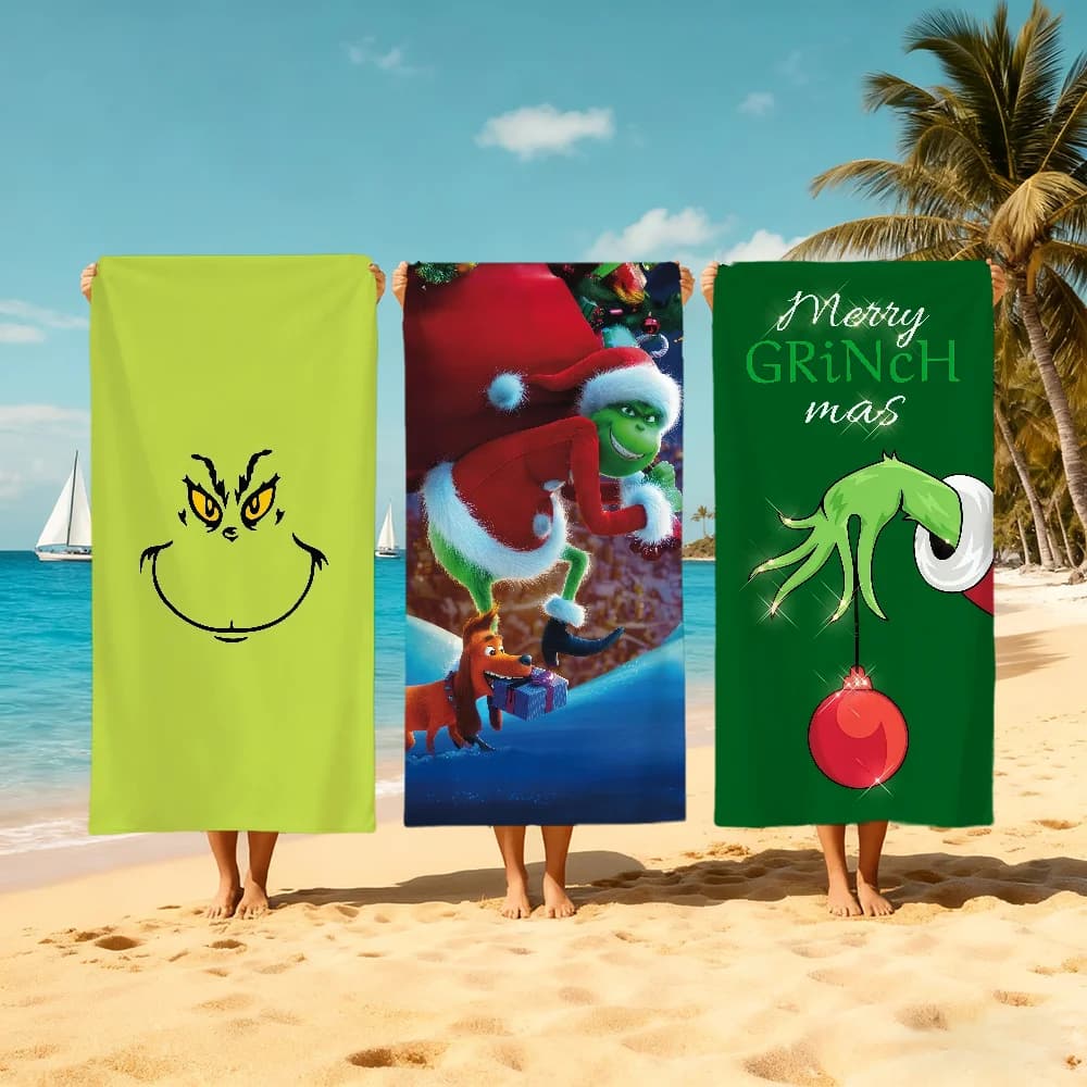 G-g-gRINCH-h-h anime Towel Large Quick-Drying Microfiber soft Beach Towel for Travel Fitness Sauna Bathing Camping