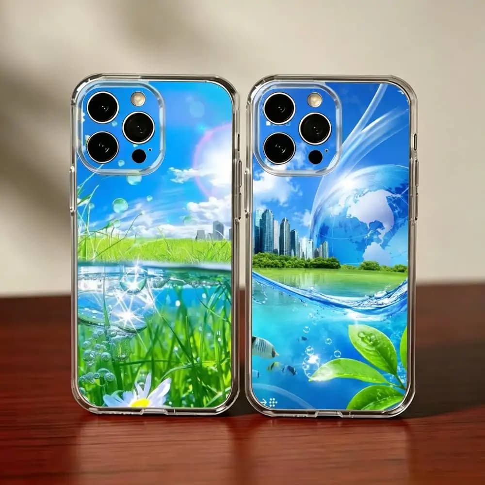 Custodia per telefono ART Frutiger Aero Aqua Nostalgia-A in silicone trasparente morbido per iPhone 17 16 15 14 13 12 11 Mini Pro Max Plus