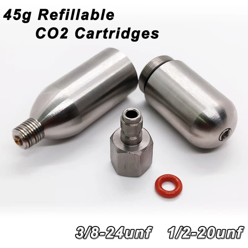 Cartuccia di co2 ricaricabile ad alta pressione 45g Capsula di Co2 per giubbotto di salvataggio per kayak Giubbotto gonfiabile salva vita Riparazione piscina Airsoft