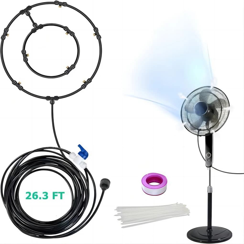 Outdoor Cooling Fan Nebulization Kit 26.3 Foot Nebulization Pipe Cooling System For Outdoor Nebulization Water Fan For Patio Garden Backyard