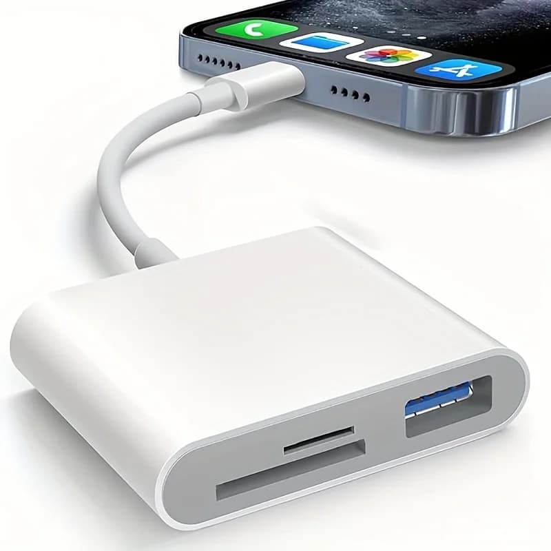 Lettore di Schede SD USB C, Adattatore per Schede SD con 3 Porte USB, Lettore di Schede di Memoria USBC per iPhone con Doppia Funzione Integrata