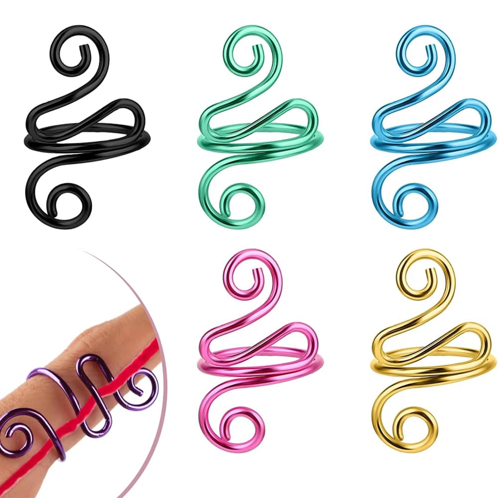 5 pezzi anello a gancio regolabile anello all'uncinetto fatto a mano anello a ditale per maglieria anello di controllo del filato accessori per uncinetto da donna