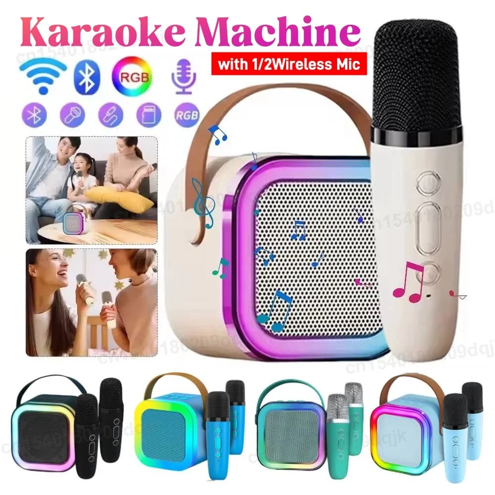 Hot K12 Altoparlante Bluetooth Casa portatile Carino Karaoke Mini audio wireless con 1/2 microfono K Song Macchina da canto per famiglie