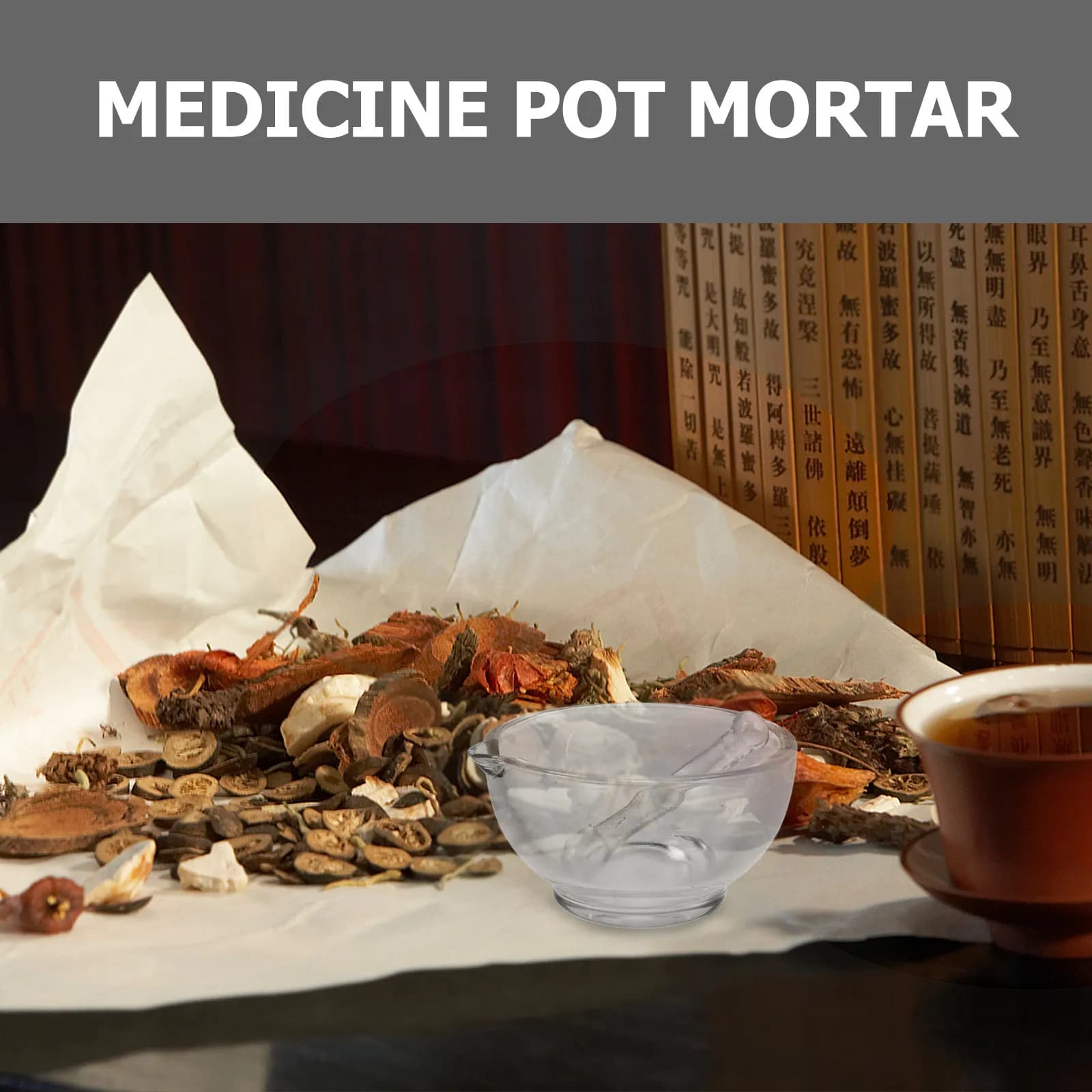 Set di Mortaio e Pestello in Vetro per Macinare Aglio, Spezie, Condimenti, Medicinali, per Uso Domestico, in Cucina e Ristoranti