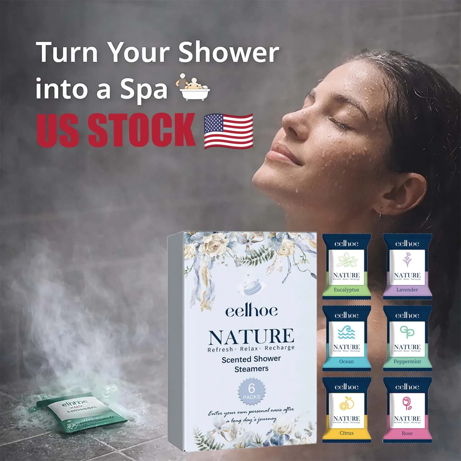 Pastiglie Effervescenti per Doccia, Aromaterapia, Sollievo dallo Stress e Relax, 6 Compresse Profumate