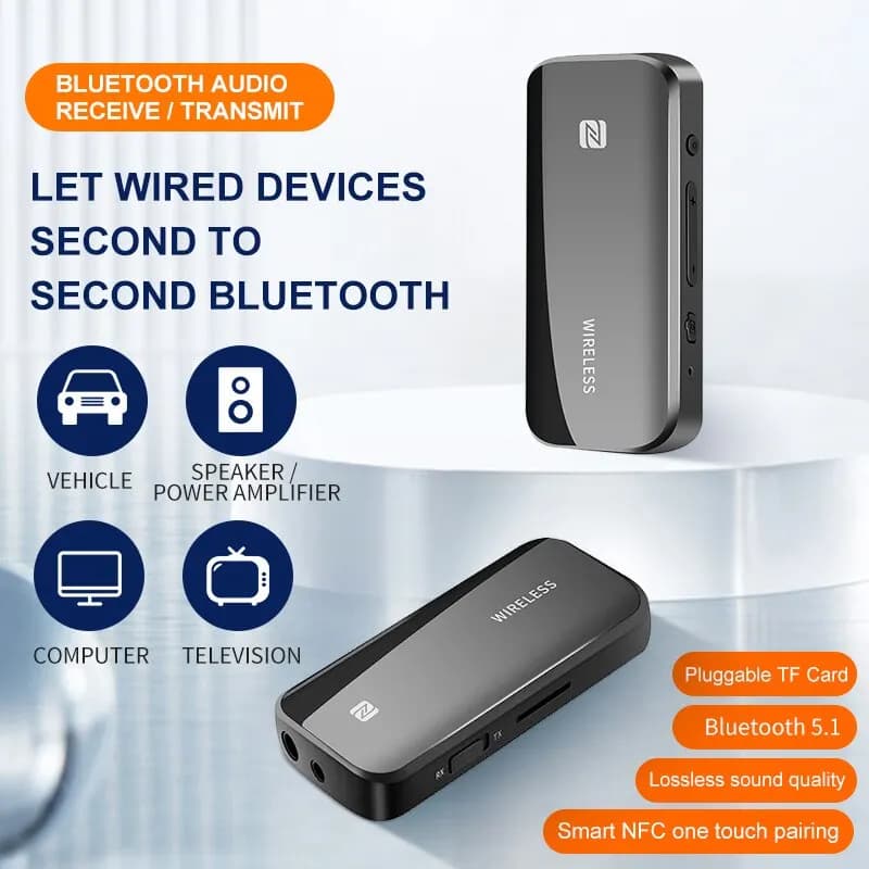 Adattatore Bluetooth 5.0 Aux Dongle Wireless scheda TF NFC Jack da 3.5mm vivavoce per TV PC altoparlante Kit per auto trasmettitore ricevitore Audio