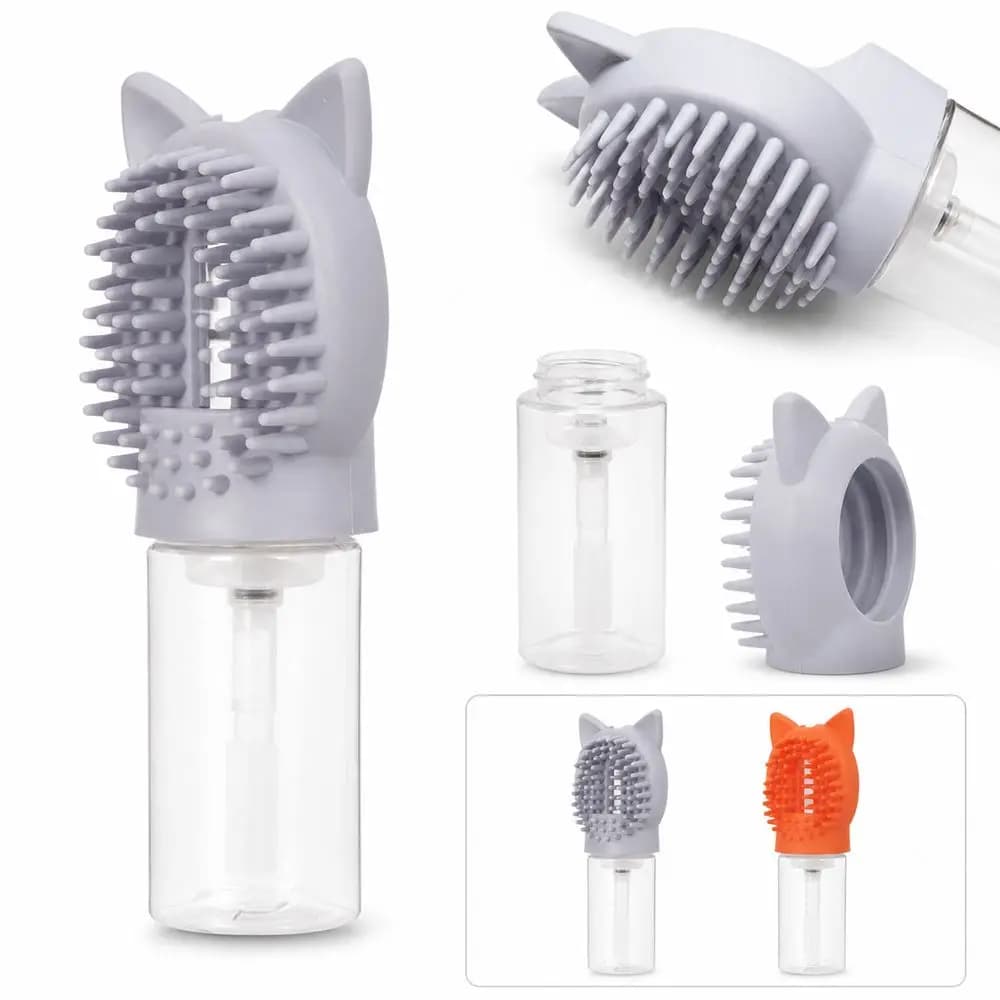 TPE Pet Bath Brush Massage Function Gentle Skin Cleaning Foam Massage Brush Foaming Refillable Soap Dispenser Grooming Brush