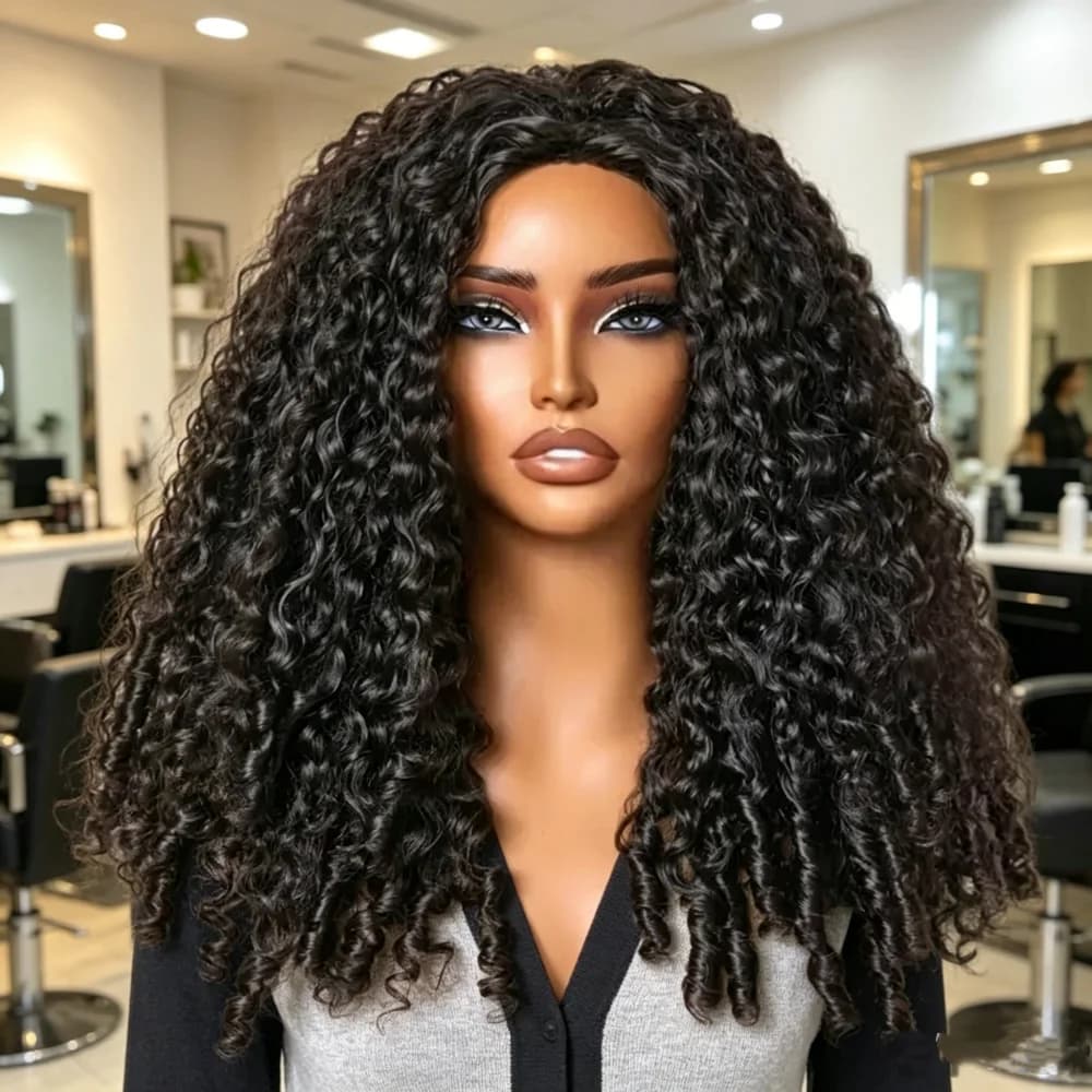 Parrucca con fascia in capelli umani ricci birmani 3 IN 1 multifunzionale senza colla, mezza parrucca con coulisse, senza cuciture, con clip reversibili per styling quotidiano