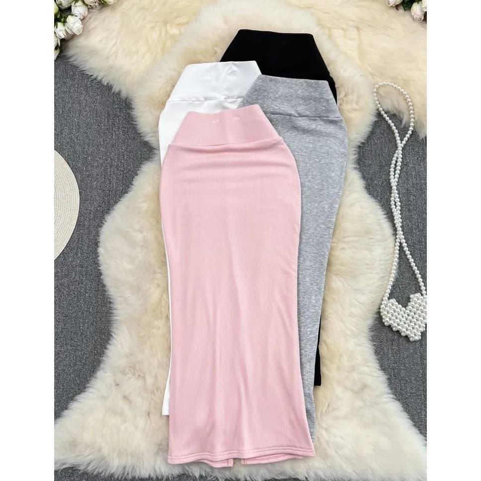 Summer New High Waist Slimming Mid-Length Over-Knee Ba Split Fi Tail f Skirt Women's Flavor Dongda Gate Sle Casual S...