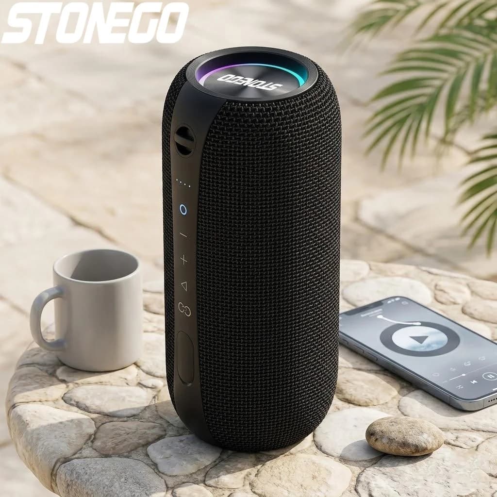 Altoparlanti Stereo Bluetooth TWS Portatili con Luce LED, Sistema Audio Bass, Stile Punk per Esterni